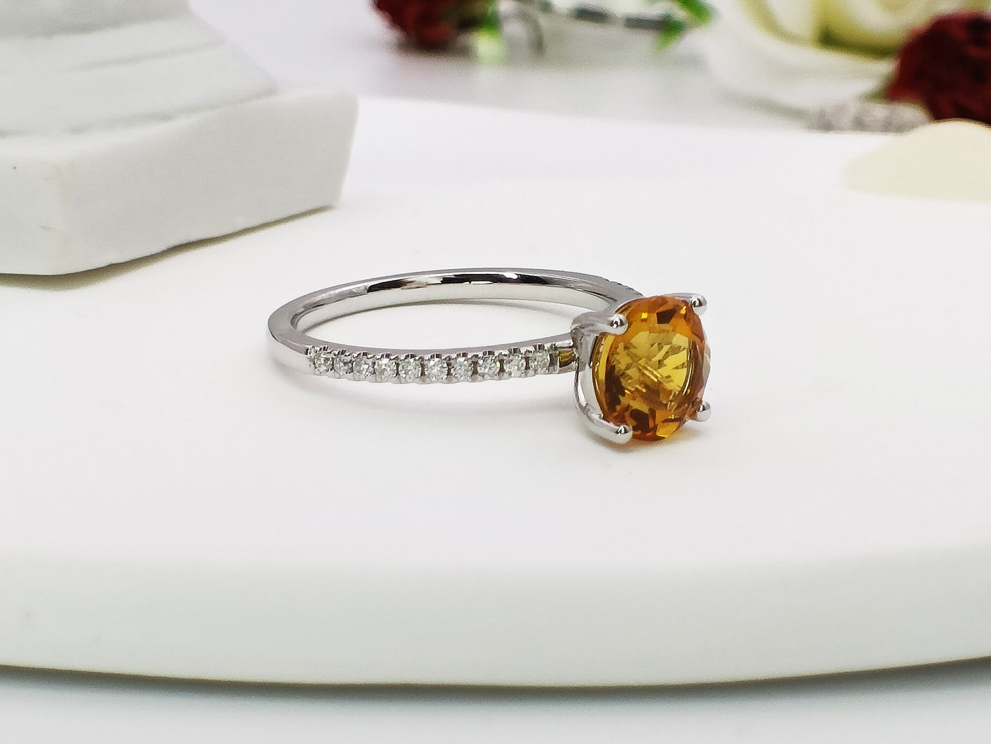 14K Gold Natural Citrine Engagement Ring| 1.22ct Solitaire Citrine Wedding Ring| Citrine Bridal Ring| Everyday Ring