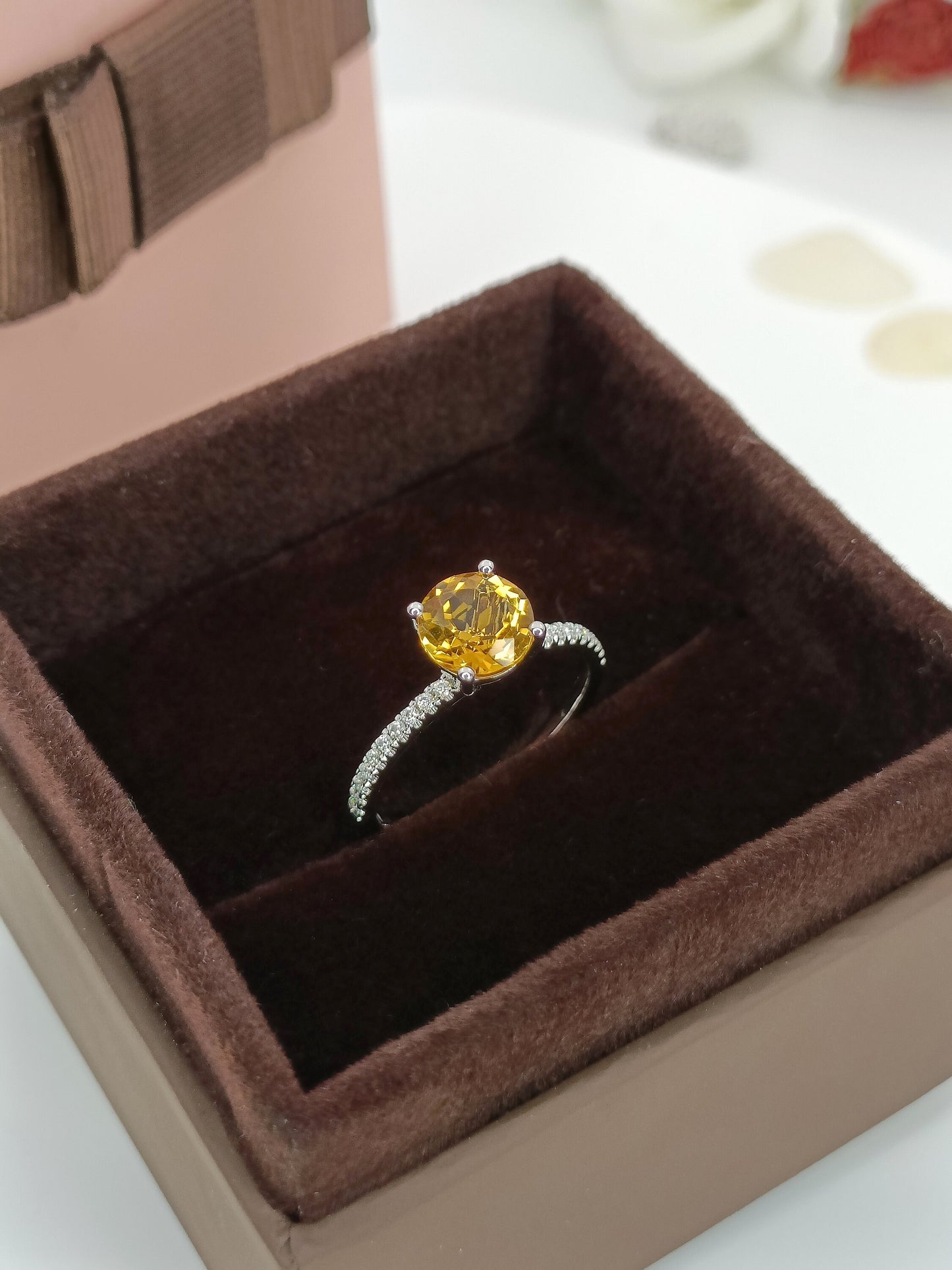 14K Gold Natural Citrine Engagement Ring| 1.22ct Solitaire Citrine Wedding Ring| Citrine Bridal Ring| Everyday Ring