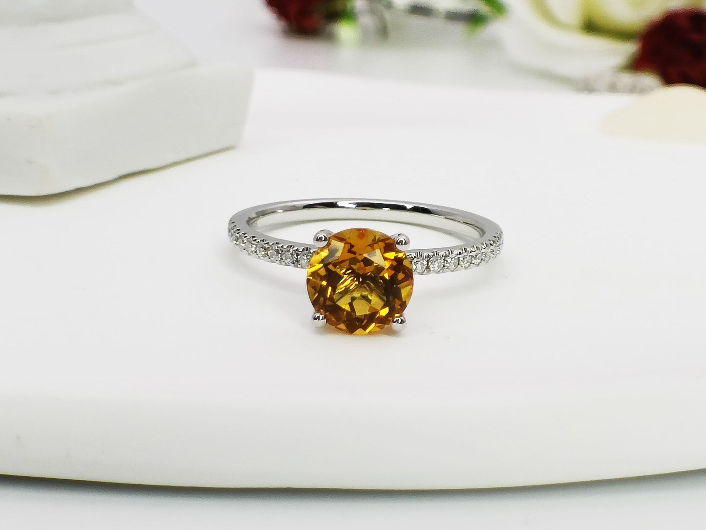 14K Gold Natural Citrine Engagement Ring| 1.22ct Solitaire Citrine Wedding Ring| Citrine Bridal Ring| Everyday Ring